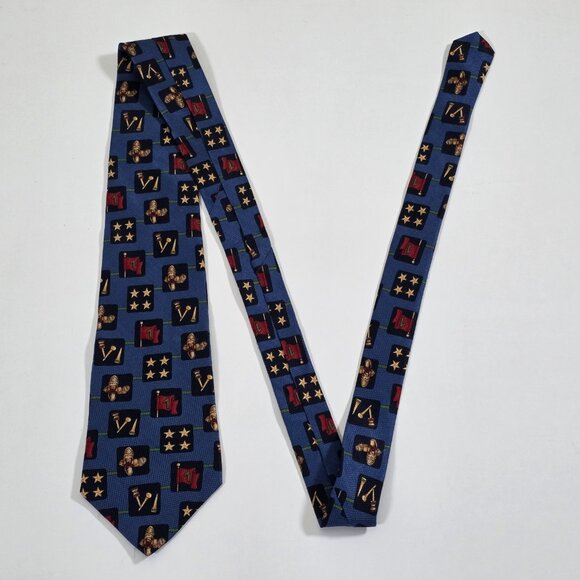 Tommy Hilfiger Silk Tie Blue Golf Theme Print Textured Italy USA W 4" L 56" - Picture 4 of 16